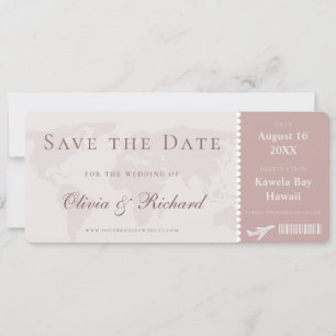 Elegante Dusty Rose Bordkarte Save the Date Einladung