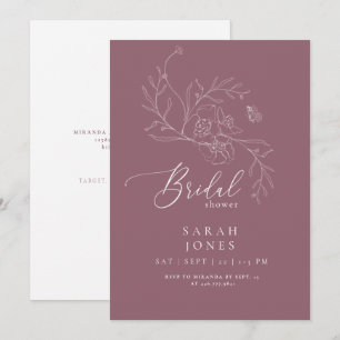 Elegante Dusty Rose Botanische Bridal Shower Einladung