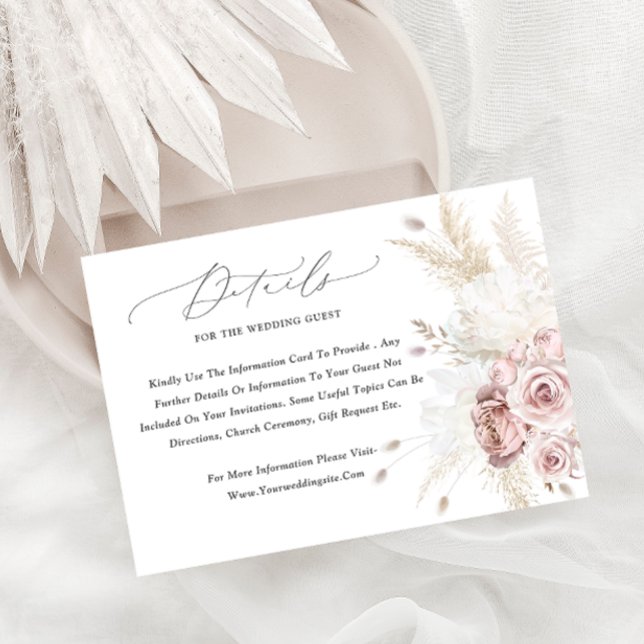 Elegante Dusty Rose Floral Wedding Card Begleitkarte (Von Creator hochgeladen)