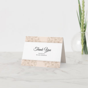 Elegante Dusty Rose gezeichnete Floral-Hochzeit Dankeskarte
