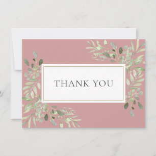 Elegante Dusty Rose Greenery Hochzeit Dankeskarte