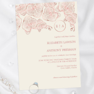 Elegante Dusty Rose Hochzeit am Botanischen Garten Einladung
