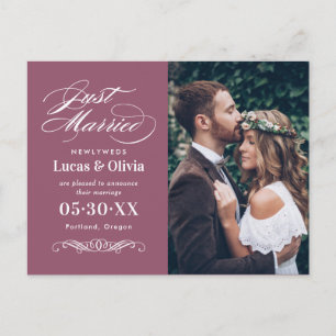 Elegante Dusty Rose - Hochzeitsfoto Ankündigungspostkarte