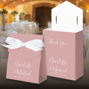 Elegante Dusty-Rose-Hochzeitsschrift Geschenkschachtel