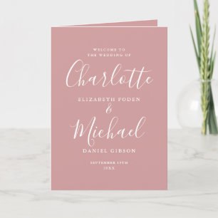 Elegante Dusty Rose-Hochzeitsschriftzug Programm