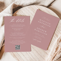 Elegante Dusty-Rose in einem QR-Code-Hochzeitsstif