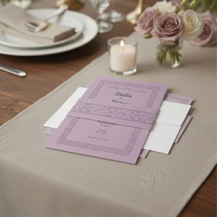 Elegante Dusty Rose Mauve Vintage-Muster-Hochzeit Einladungsbanderole