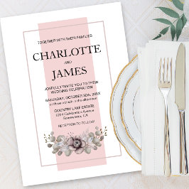 Elegante Dusty-Rose mit Eucalyptus-Blätter Hochzei Einladung