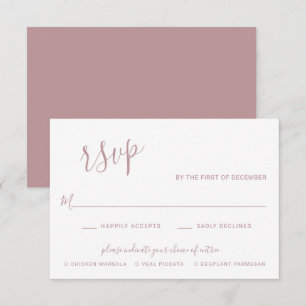 Elegante Dusty Rose Moderne Hochzeit RSVP Karte