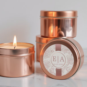 Elegante Dusty Rose Orchid Monogram Wedding Runder Aufkleber