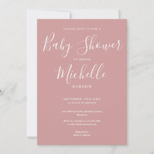 Elegante Dusty Rose Pink Mädchen-Baby-Party Einladung