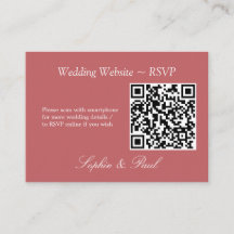 Elegante Dusty Rose Pink QR Code Website RSVP Card