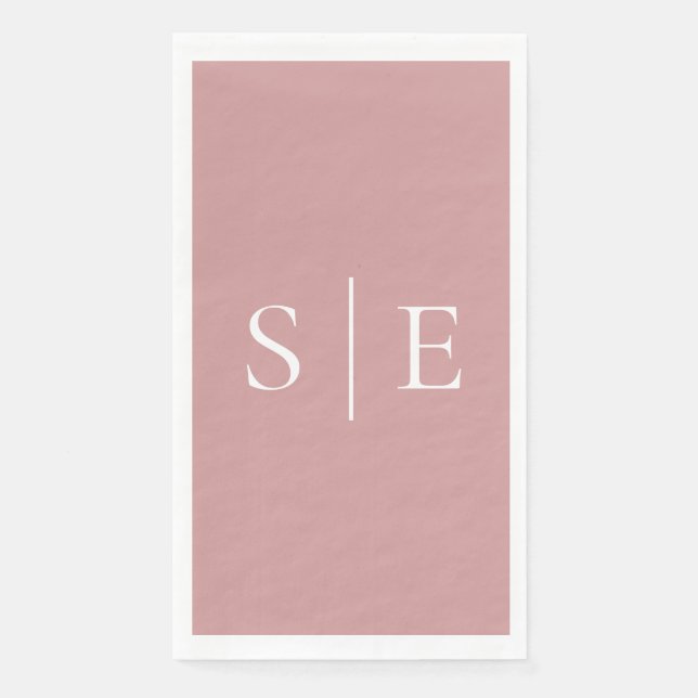 Elegante Dusty Rose Rosa Monogramm Minimalistisch Serviette (Vorderseite)