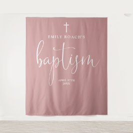 Elegante Dusty Rose Rosa Taufe Foto Hintergrund Wandteppich