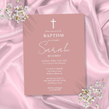 Elegante Dusty Rose Taufe Einladung feiern