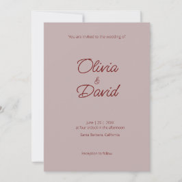 Elegante Dusty Rose und Cinnamon Rose Wedding Einladung