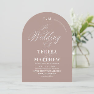 Elegante Dusty Rose und klassische weiße Hochzeit Einladung