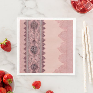 Elegante Dusty Rose Vintage-Spitzenrand-Hochzeit Serviette