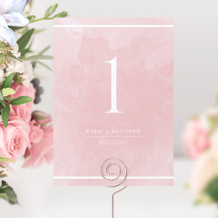 Elegante Dusty Rose Wasserfarbene Tischnummer