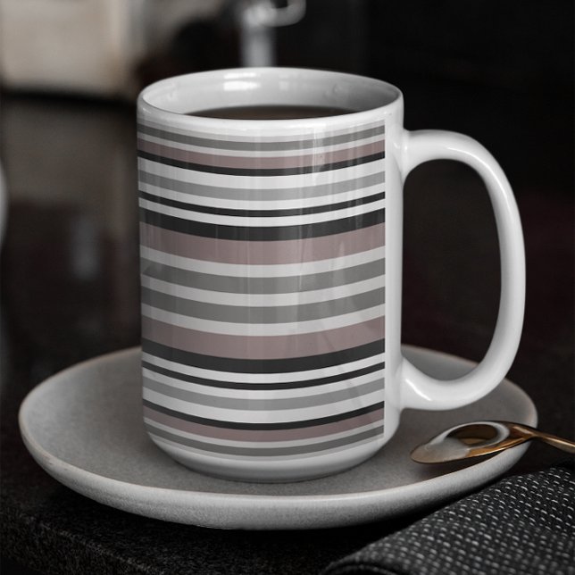 Elegante Earth Tones Brown Savannah Stripes Muster Kaffeetasse (Von Creator hochgeladen)