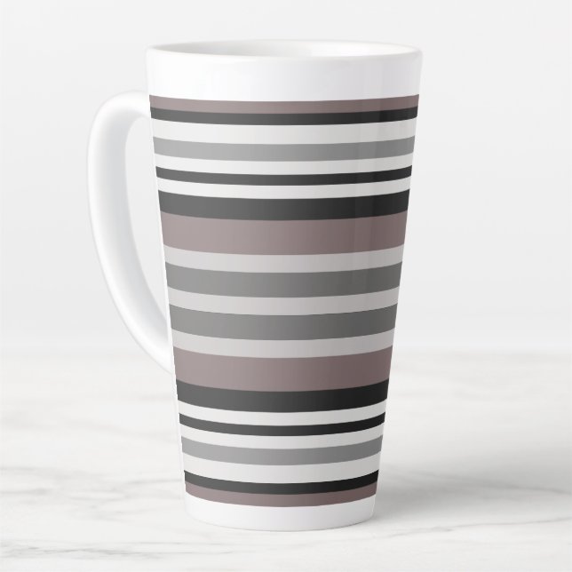 Elegante Earth Tones Brown Savannah Stripes Muster Milchtasse (Linke Ecke)