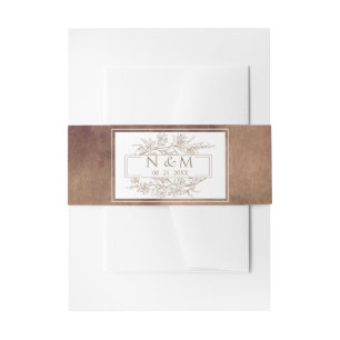 Elegante Earth Tones Watercolor Mit Monogramm Hoch Einladungsbanderole