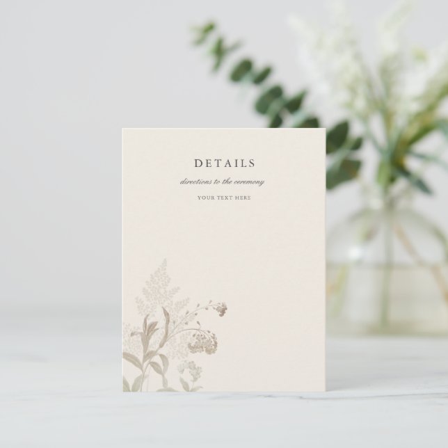 Elegante Earthy Floral Cream Wedding Card Einladung (Stehend Vorderseite)