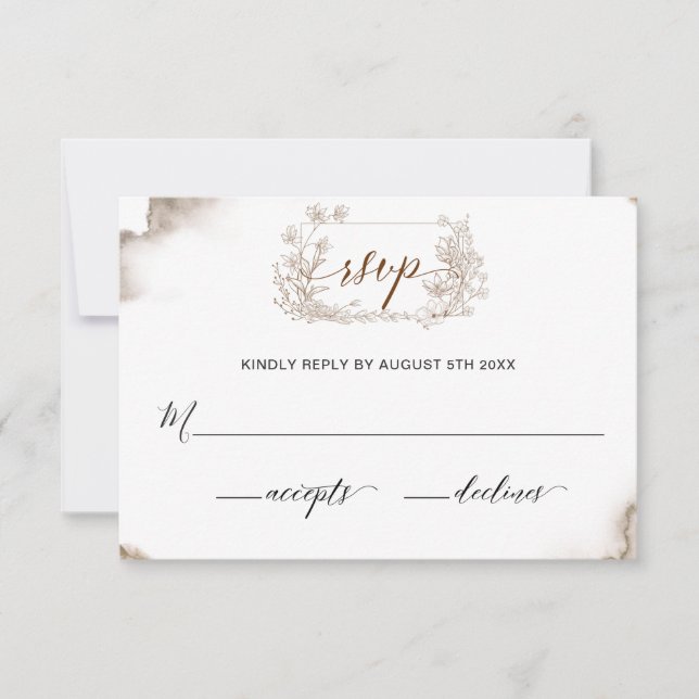 Elegante Earthy Tones Watercolor Wedding RSVP Karte (Vorderseite)