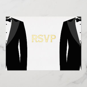 Elegante echte Goldfolie schwule Hochzeit RSVP-Kar Folieneinladung