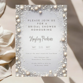 Elegante editierbare Diamanten- und Perlen-Bridal- Einladung