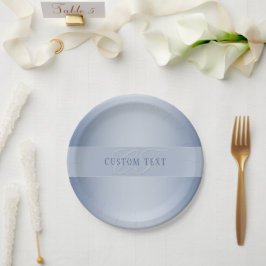 Elegante editierbare Monogramm-Schrift | Blau Pappteller