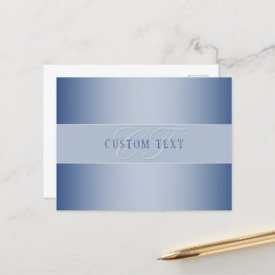 Elegante editierbare Monogramm-Schrift Blau Postkarte