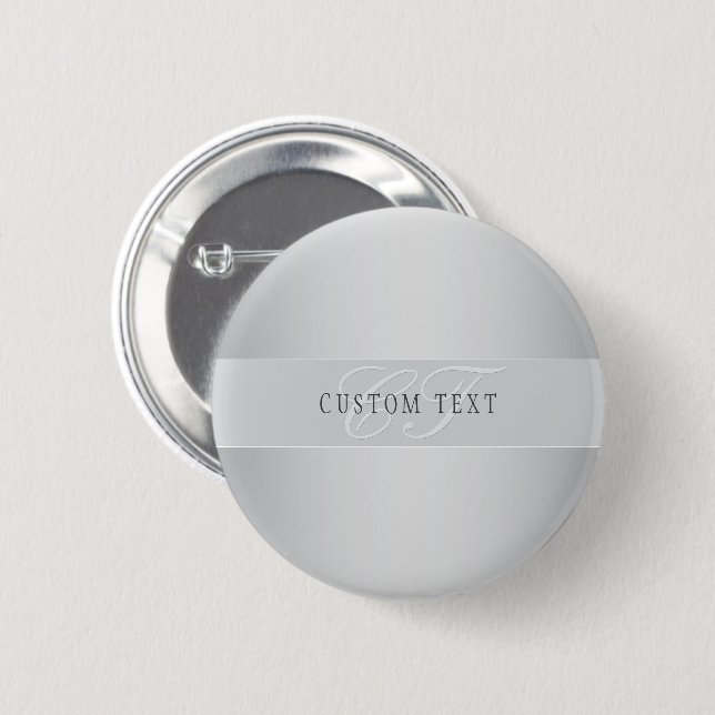 Elegante editierbare Monogramm-Schrift | Grau Button (Vorne & Hinten)