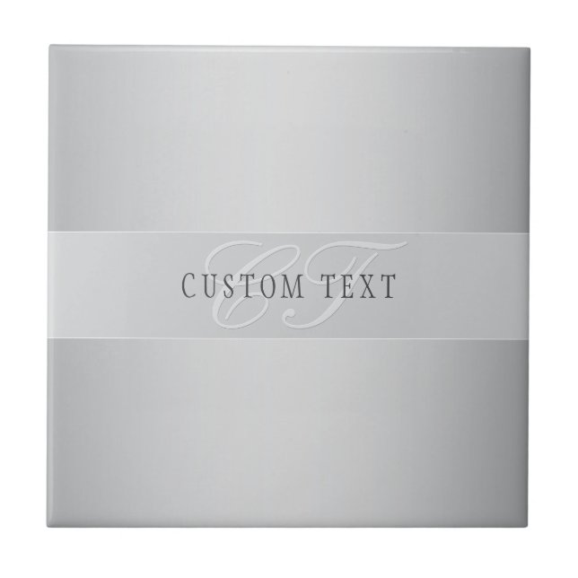 Elegante editierbare Monogramm-Schrift | Grau Fliese (Vorderseite)