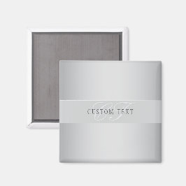 Elegante editierbare Monogramm-Schrift | Grau Magnet