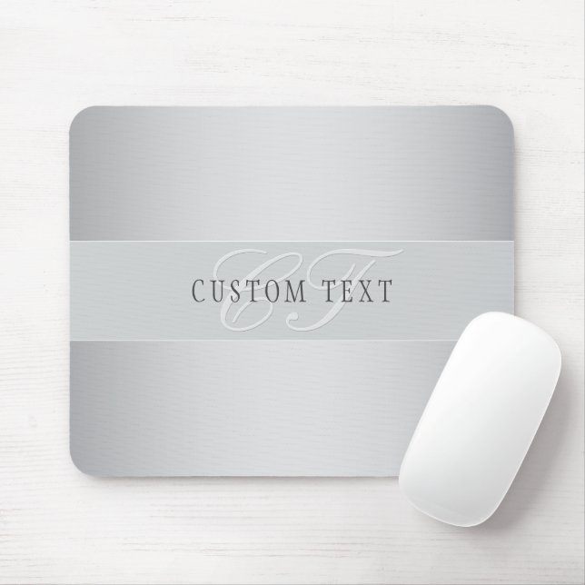 Elegante editierbare Monogramm-Schrift | Grau Mousepad (Mit Mouse)