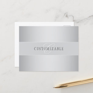 Elegante editierbare Monogramm-Schrift   Grau Postkarte
