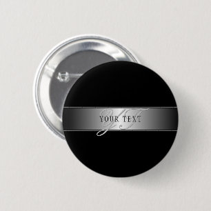 Elegante editierbare Monogramm-Schrift Schwarz Button