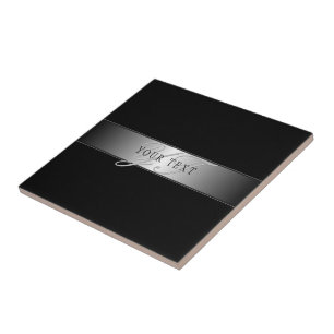 Elegante editierbare Monogramm-Schrift Schwarz Fliese