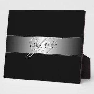 Elegante editierbare Monogramm-Schrift   Schwarz Fotoplatte