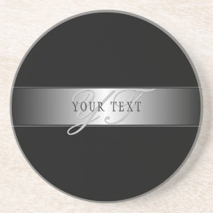 Elegante editierbare Monogramm-Schrift   Schwarz Getränkeuntersetzer