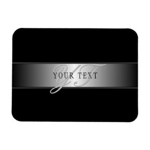 Elegante editierbare Monogramm-Schrift   Schwarz Magnet