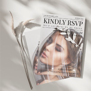 Elegante Editoriale Zeitschrift Hochzeit-RSVP Begleitkarte