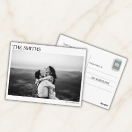 Elegante editorische Hochzeitsfoto-Dankeschön-Kart Postkarte