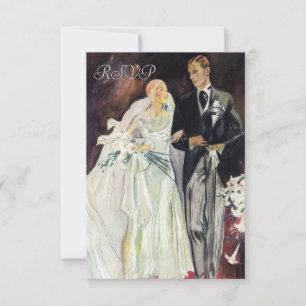Elegante Edwardianische Hochzeits-RSVP RSVP Karte