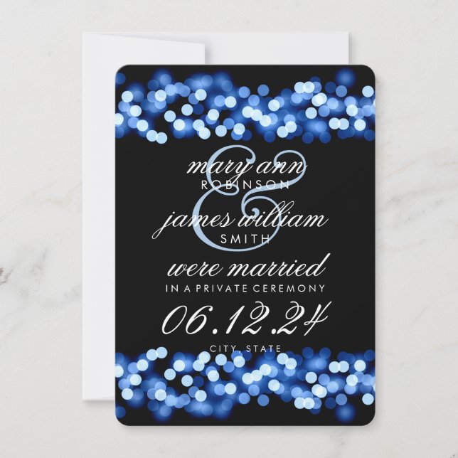 Elegante Ehe / Elopement Blue Hollywood Glam Ankündigung (Vorderseite)