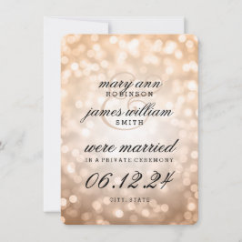 Elegante Ehe / Elopement Copper Bokeh Lights Ankündigung