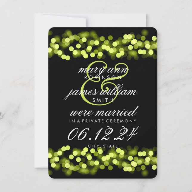 Elegante Ehe / Elopement Green Hollywood Glam Ankündigung (Vorderseite)