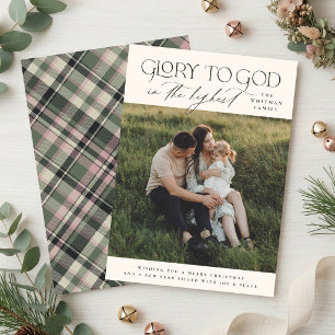 Elegante Ehre Gottes Religiöses Weihnachtsfoto Feiertagskarte