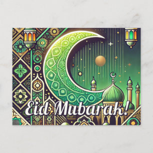Elegante Eid-al-Fitr-Grußkarte Eid Mubarak Feierta Feiertagspostkarte